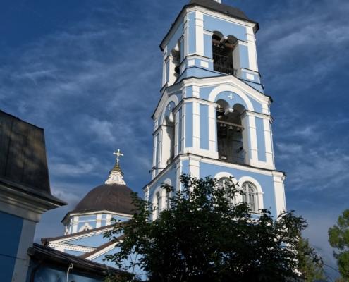 Chiesa Tsaritsyno Mosca campanile azzurro architettura religiosa russa