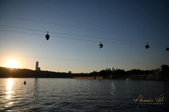funivia sopra il fiume Moskva in Luzhniki